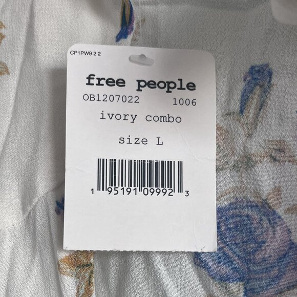 Free People Floral Mock Neck Mini Dress NWT L Ivory Cream Backless - Picture 10 of 15